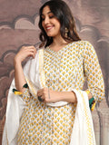 Vishudh Women Yellow Printed Kurta With Sharara And Dupatta - Yellow - Image 1