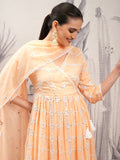 Vishudh Women Orange Embroidered Kurta With Trouser And Dupatta - Orange - Image 1
