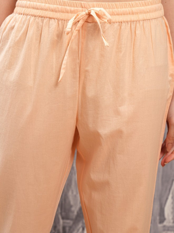Vishudh Women Orange Embroidered Kurta With Trouser And Dupatta - Orange - Image 7