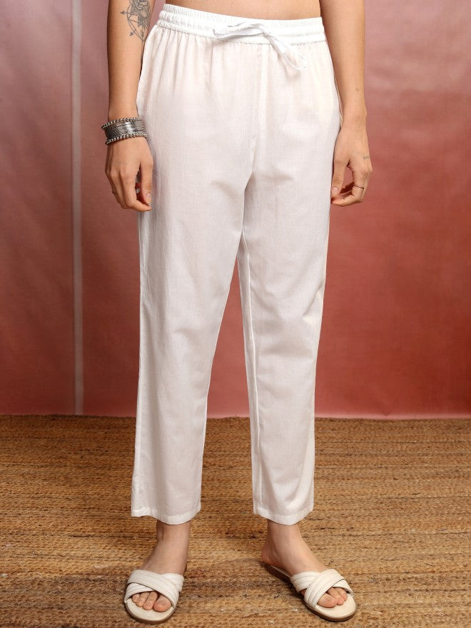 Vishudh Women White Embroidered Kurta With Trouser And Dupatta - White - Image 8