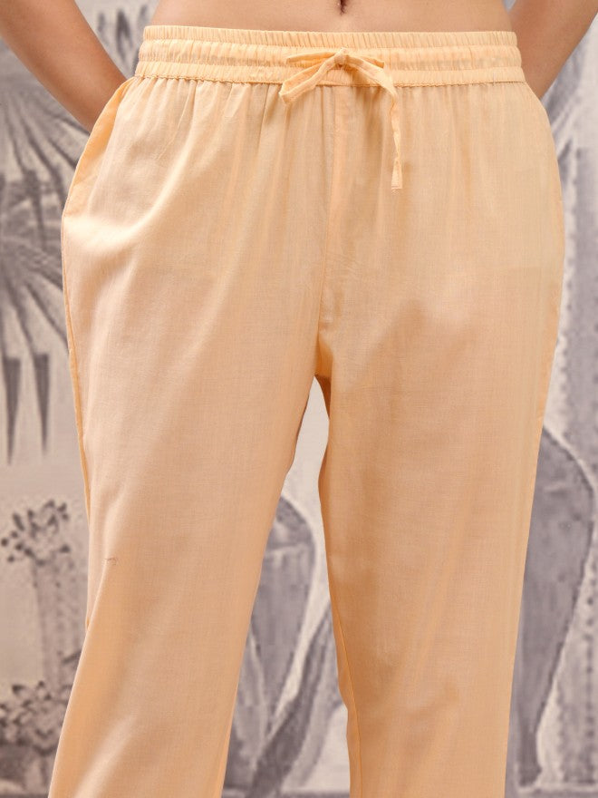 Vishudh Women Orange Embroidered Kurta With Trouser And Dupatta - Orange - Image 8