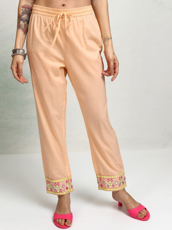 Vishudh Women Pink Embroidered Kurta With Trouser And Dupatta - Pink - Image 8