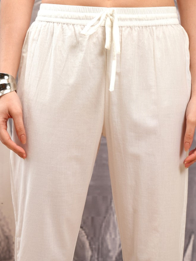 Vishudh Women White Embroidered Kurta With Trouser And Dupatta - White - Image 8