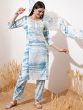 Vishudh Women Blue Embroidered Kurta With Trouser And Dupatta - Blue - Image 1