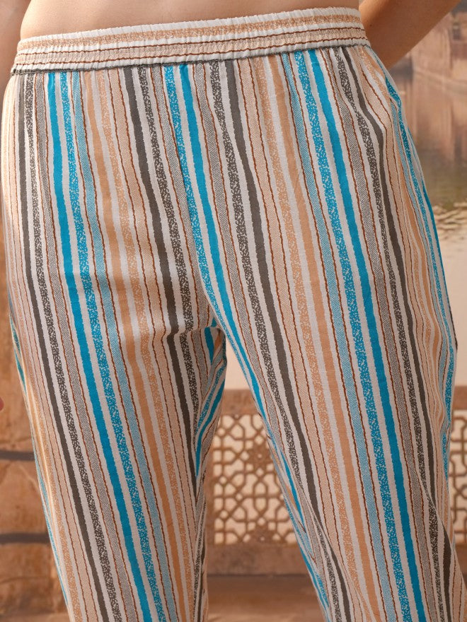 Vishudh Women Brown Printed Kurta With Trousers And Dupatta - Brown - Image 6