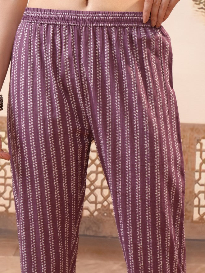 Vishudh Women Maroon Printed Kurta With Trouser And Dupatta - Maroon - Image 6
