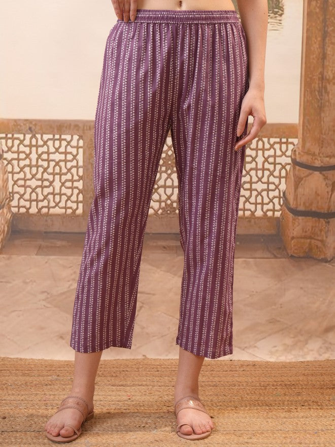 Vishudh Women Maroon Printed Kurta With Trouser And Dupatta - Maroon - Image 7