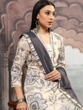 Vishudh Women Grey Printed Kurta With Trousers And Dupatta - Grey - Image 1
