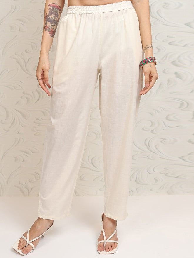 Vishudh Women White Printed Kurta With Trouser And Dupatta - White - Image 7