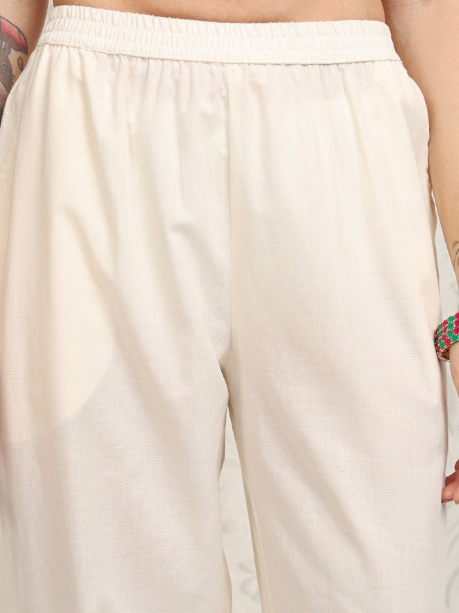 Vishudh Women White Printed Kurta With Trouser And Dupatta - White - Image 8