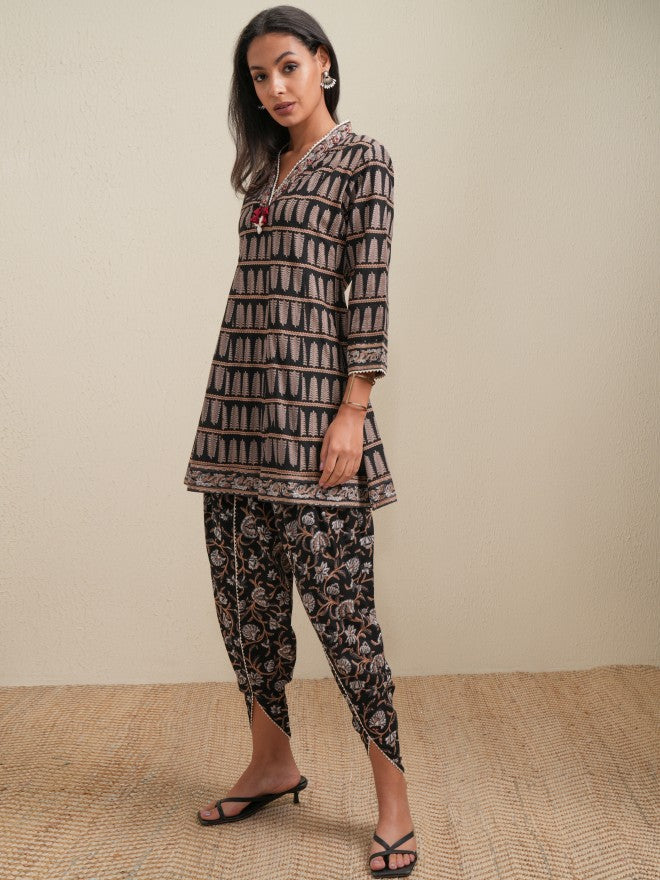 Vishudh Women Black Printed Kurta With Trouser - Black - Image 4