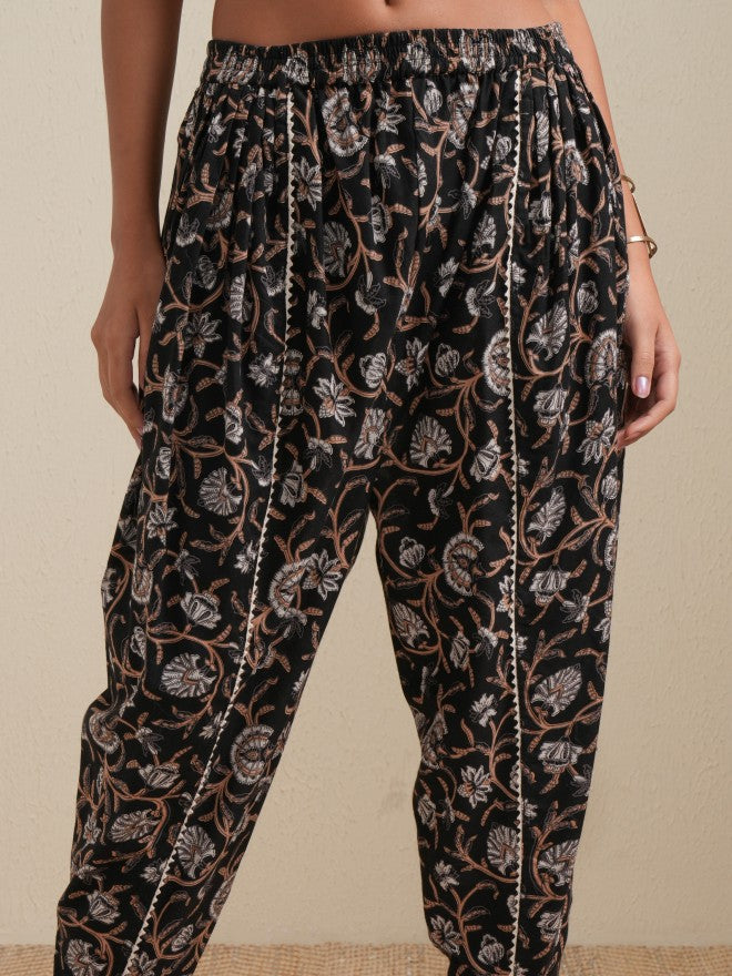 Vishudh Women Black Printed Kurta With Trouser - Black - Image 5