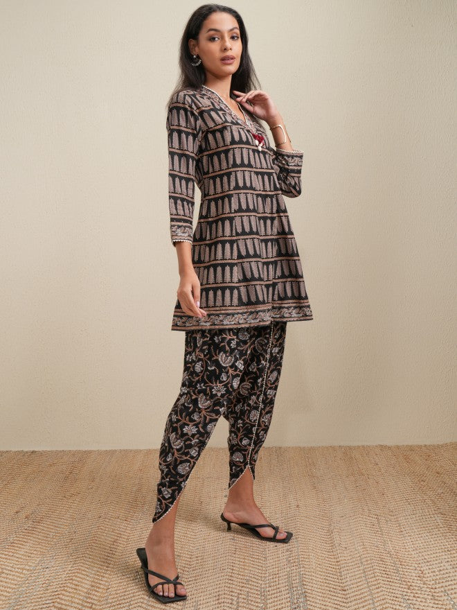 Vishudh Women Black Printed Kurta With Trouser - Black - Image 6