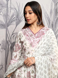 Vishudh Women Grey Printed Kurta With Trouser And Dupatta - Grey - Image 1