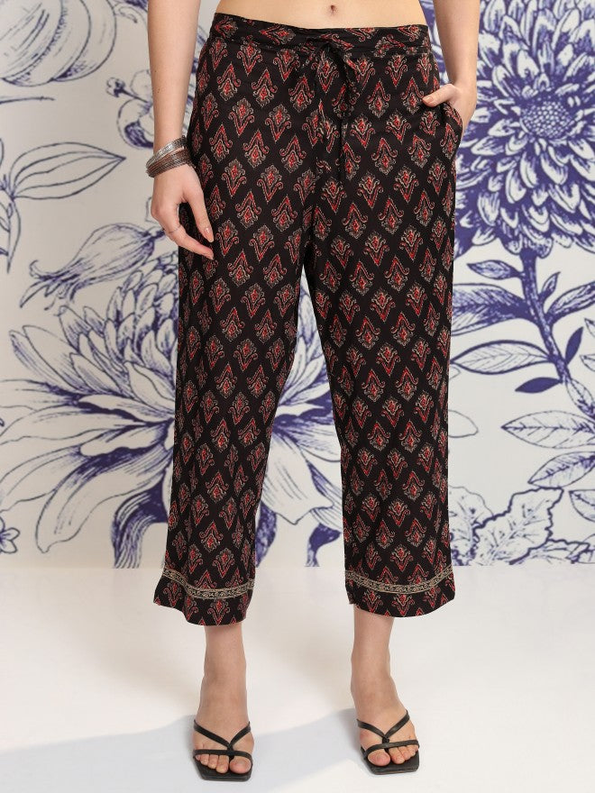 Vishudh Women Off White Printed Kurta With Trouser And Dupatta - Off White - Image 8