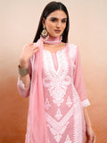 Vishudh Women Pink Embroidered Kurta With Trousers And Dupatta - Pink - Image 1
