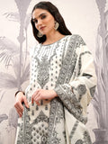 Vishudh Women Off White Printed Kurta With Trouser And Dupatta - Off White - Image 1