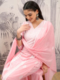 Vishudh Women Pink Embroidered Kurta With Trouser And Dupatta - Pink - Image 1