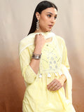 Vishudh Women Yellow Embroidered Kurta With Trouser And Dupatta - Yellow - Image 1