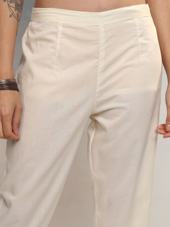 Vishudh Women White Embroidered Kurta With Trouser And Dupatta - White - Image 8