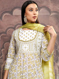 Vishudh Women Green Embroidered Kurta With Trouser And Dupatta - Green - Image 1