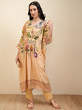 Vishudh Women Cream Printed Kurta With Trouser - Cream - Image 1