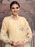 Vishudh Women Yellow Embroidered Kurta With Trouser And Dupatta - Yellow - Image 1