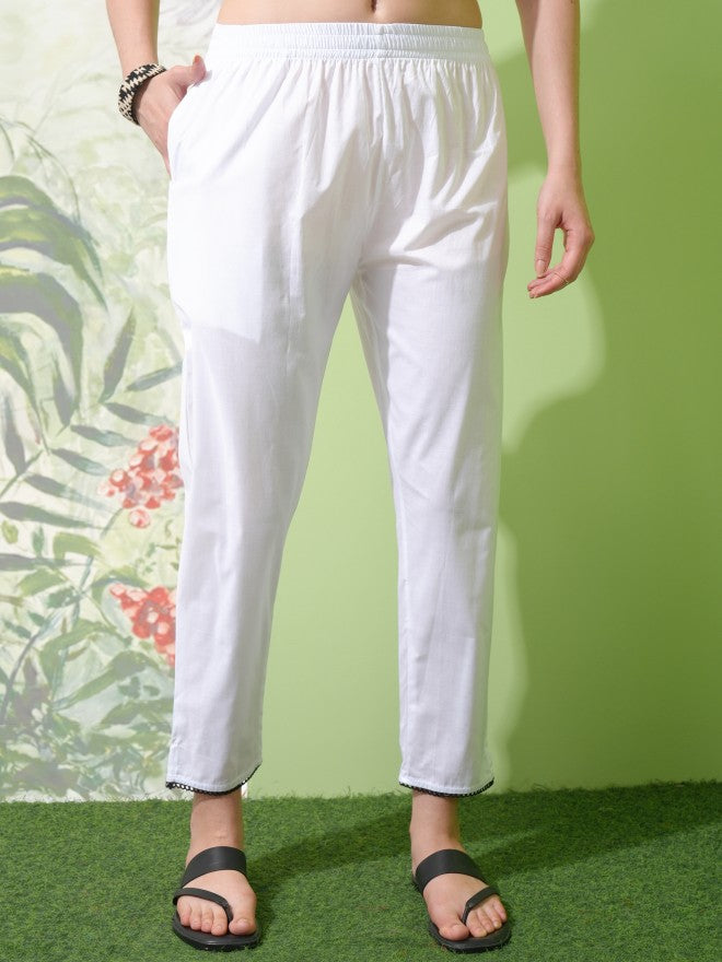 Vishudh Women White Embroidered Kurta With Trouser And Dupatta - White - Image 7
