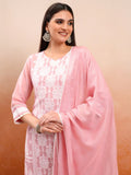 Vishudh Women Pink Embroidered Kurta With Trouser And Dupatta - Pink - Image 1