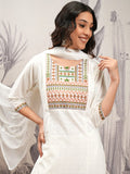 Vishudh Women White Embroidered Kurta With Trouser And Dupatta - White - Image 1