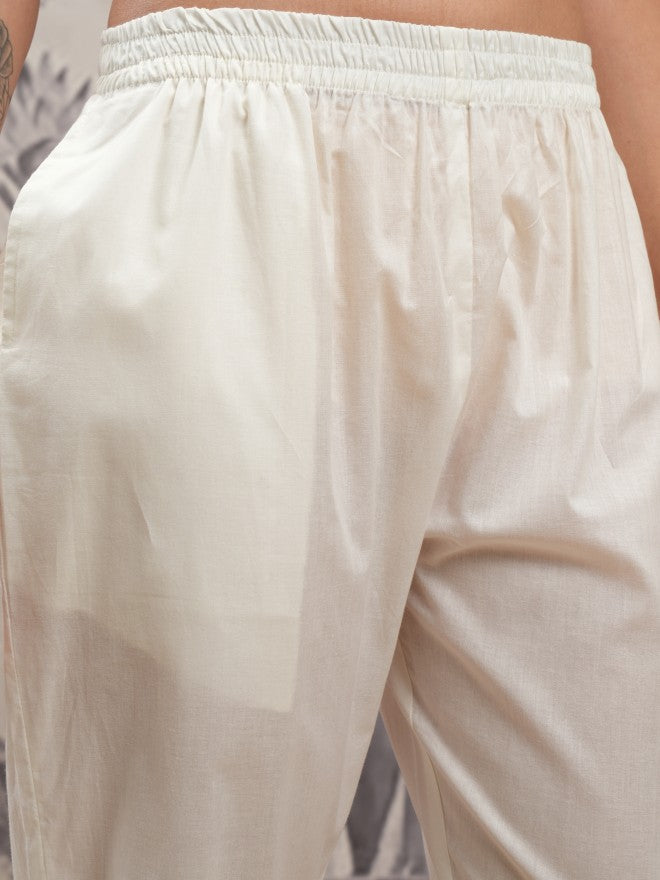 Vishudh Women White Embroidered Kurta With Trouser And Dupatta - White - Image 7
