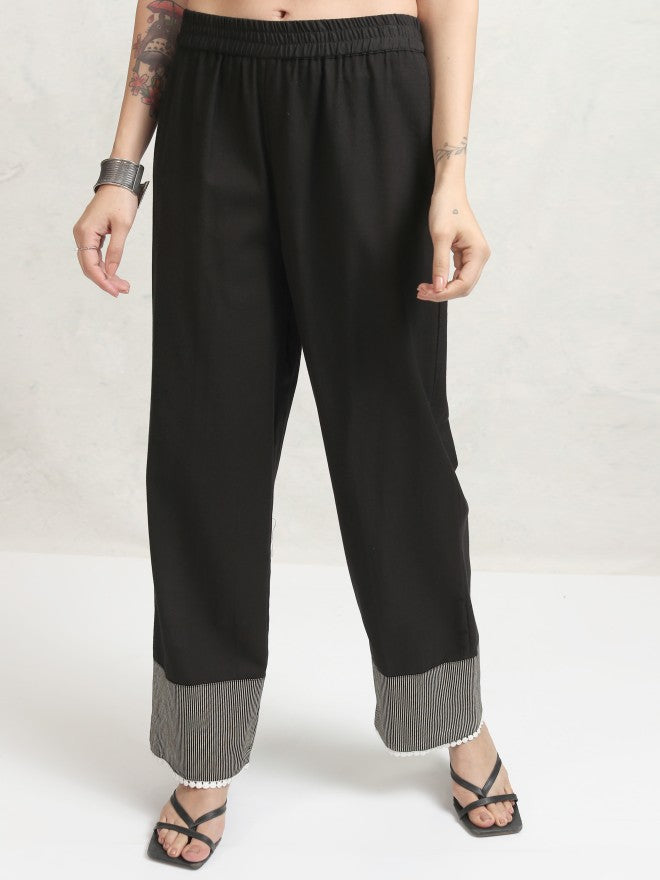 Vishudh Women Black Embroidered Kurta With Trouser - Black - Image 7