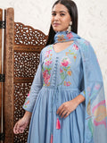 Vishudh Women Blue Embroidered Kurta With Trouser And Dupatta - Blue - Image 1