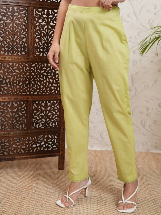 Vishudh Women Yellow Embroidered Kurta With Trouser And Dupatta - Yellow - Image 7