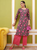 Vishudh Women Brown Printed Straight Kurta - Brown - Image 1