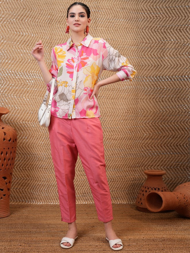 Vishudh Women White Printed Causal Shirt - White - Image 2