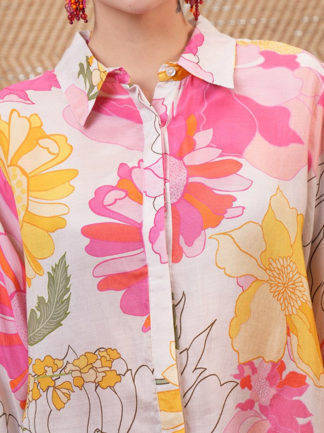 Vishudh Women White Printed Causal Shirt - White - Image 5