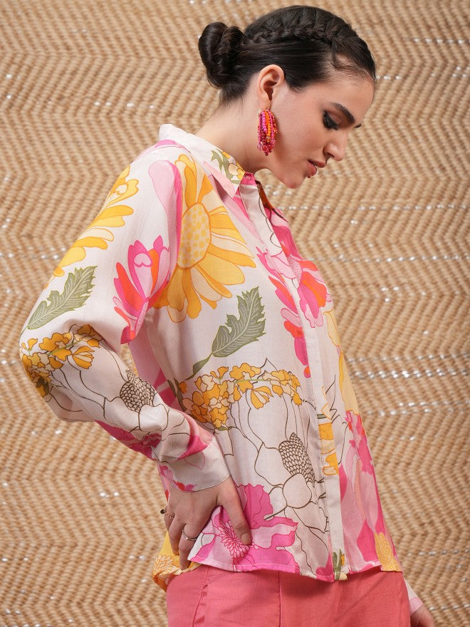 Vishudh Women White Printed Causal Shirt - White - Image 6