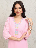 Vishudh Women Pink Embroidered Tunic - Pink - Image 1