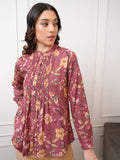 Vishudh Women Brown Printed Shirt Style Top - Brown - Image 1