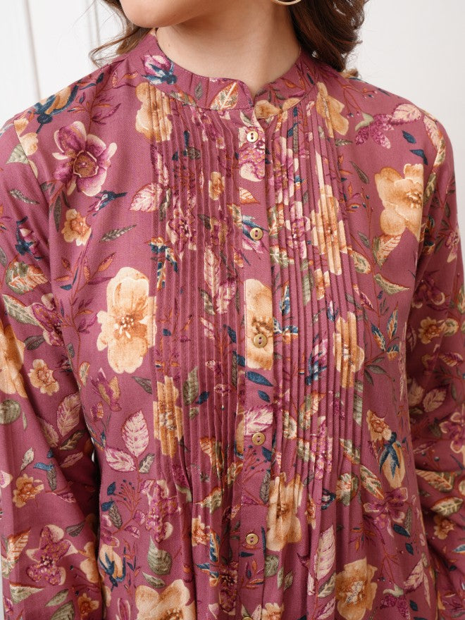 Vishudh Women Brown Printed Shirt Style Top - Brown - Image 5
