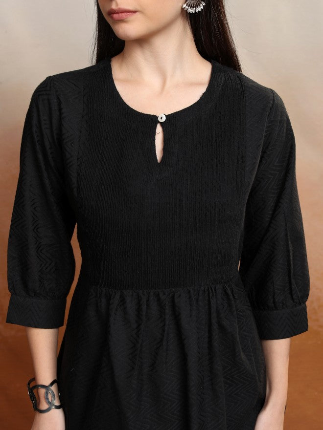 Vishudh Women Black Self Design Top - Black - Image 5