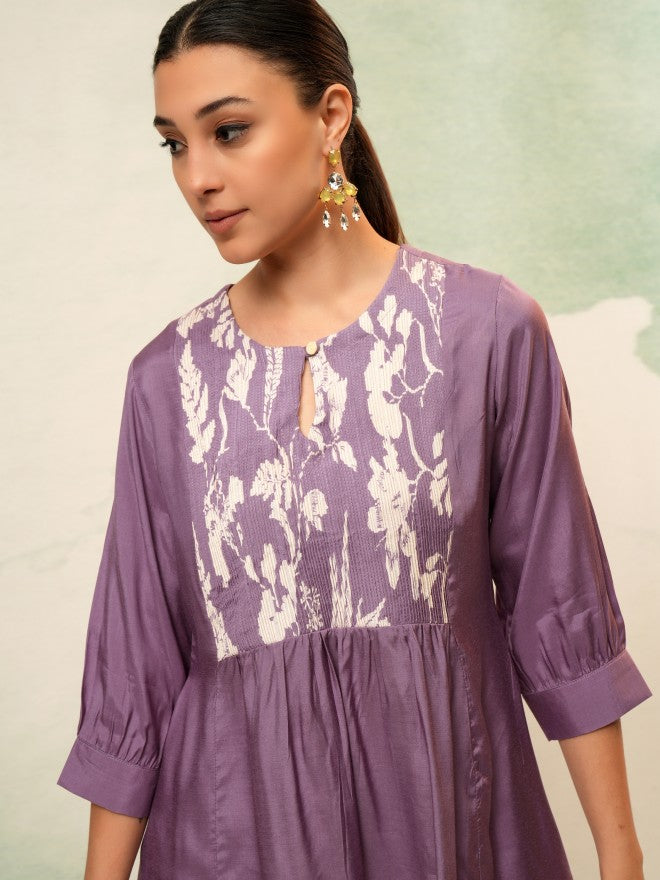 Vishudh Women Purple Self Design Top - Purple - Image 1