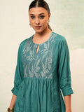 Vishudh Women Blue Self Design Top - Green - Image 1