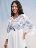 Vishudh Women Off White Embroidered Top - Off White - Image 1