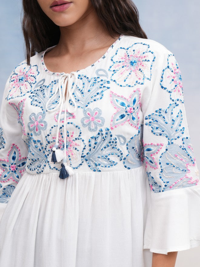 Vishudh Women Off White Embroidered Top - Off White - Image 5