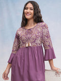 Vishudh Women Mauve Embroidered Top - Mauve - Image 1