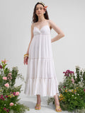 Vara By Vishudh Women White Solid Maxi Dress