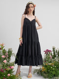 Vara By Vishudh Women Black Solid Maxi Dress