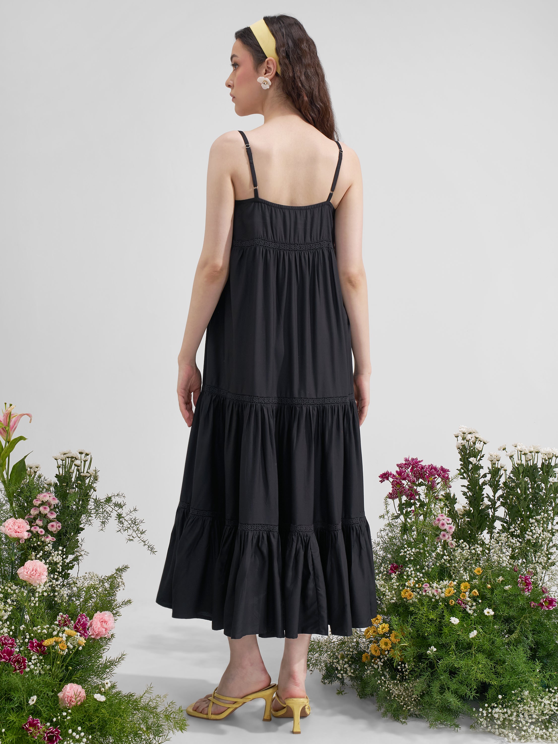 Vara By Vishudh Women Black Solid Maxi Dress
